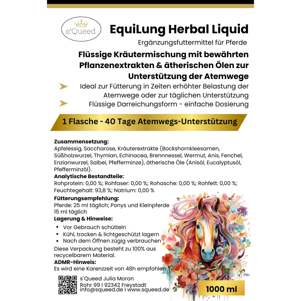 EquiLung Herbal Liquid – Flüssige Kräuterformel für die Atemwege deines Pferdes